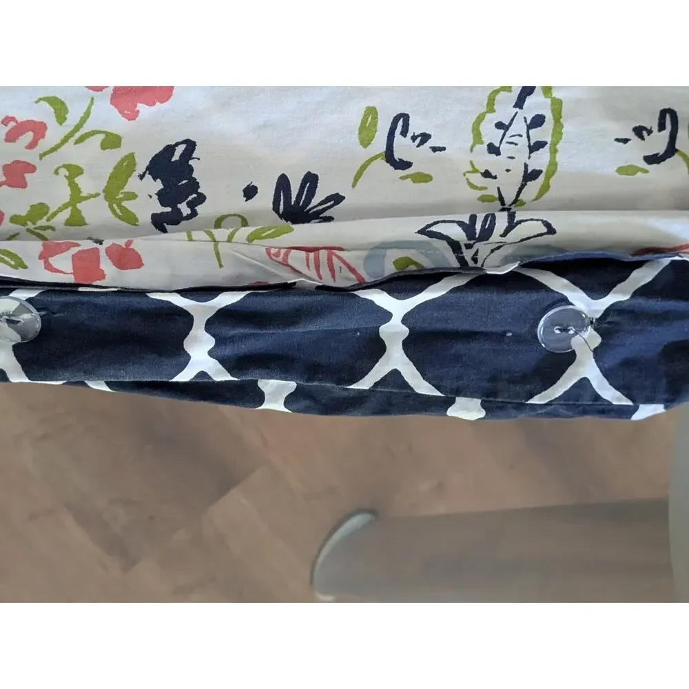 Hearts And Blue Check Reversible Duvet Cover 90 x 80